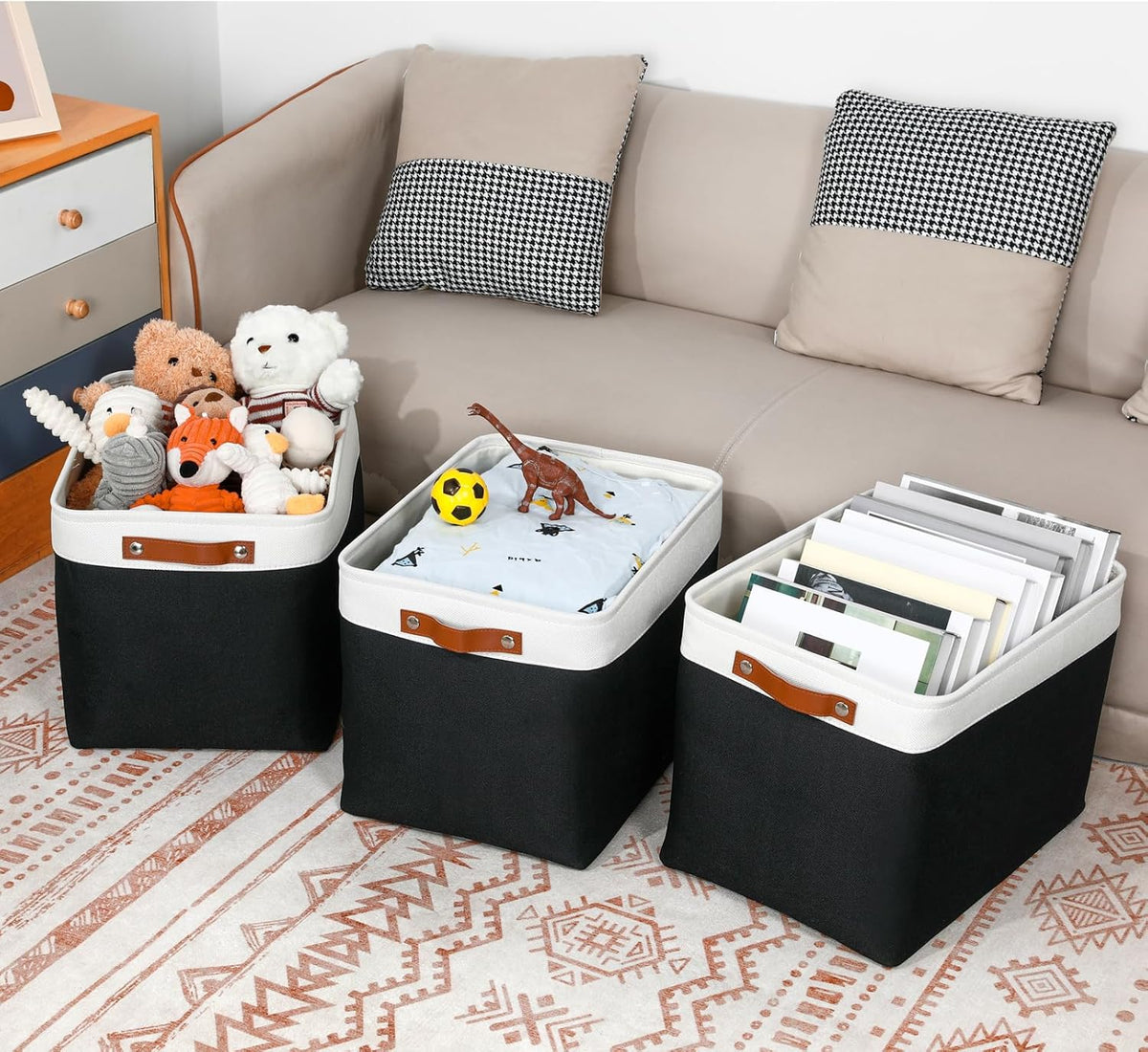 DULLEMELO Large Storage Baskets Fabric Storage Bins, Canvas Storage Basket for Shelf Toys