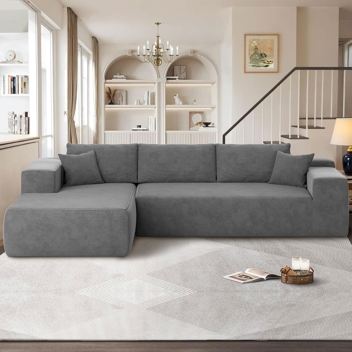 104" Cloud Sectional Couches for Living Room,L Shaped Boneless Couch in A Box,Sleeper Sofa with