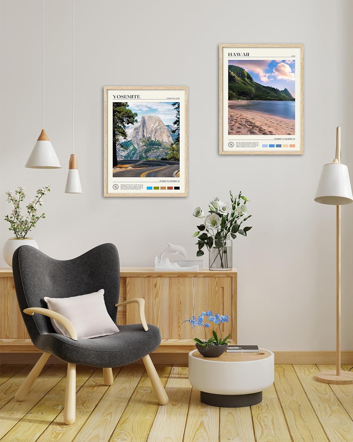 HesenDot Natural OAK Wood Yosemite National Park Framed Wall Art,12x16in Natural Scenery Canvas