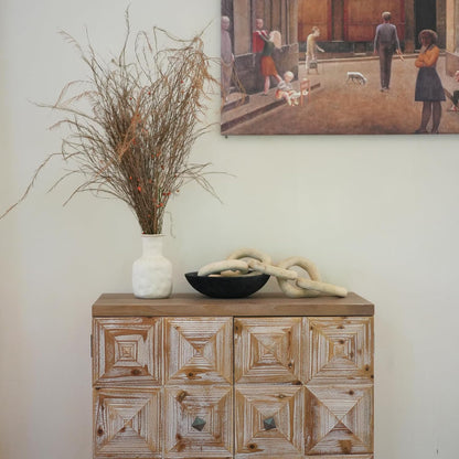 Hand Carved Wooden Decorative Bowl for Home Entryway Decor, Wood Centerpiece Bowl for Coffee Table