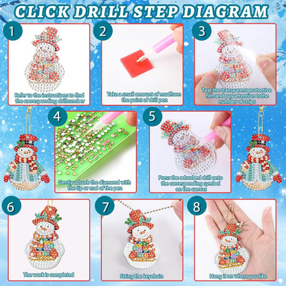 Tondiamo 20 Pcs Christmas Diamond Painting Keychain Kits 5D DIY Diamond Art Pendants Double Sided