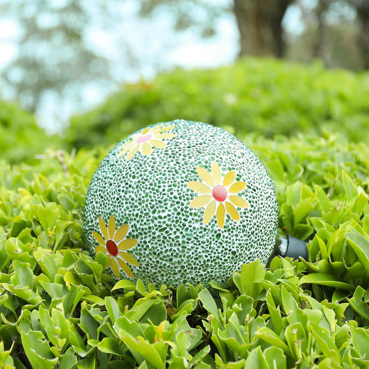 VCUTEKA Gazing Ball, 8" Glass Gazing Balls Sphere for Garden Lawn Outdoor Ornament Yard Decorative
