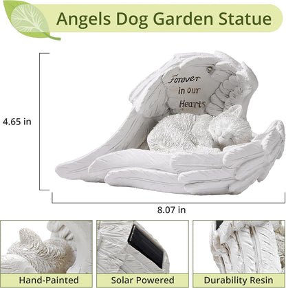 Pet Cat Solar Garden Memorial Statue – Outdoor Resin Angel Kitty with Solar Light, Guardian Angel