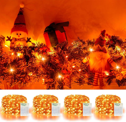 4 Pack 60LED Halloween Fairy Lights Battery Operated - 20FT Twinkle Lights with 2 Lighting Modes