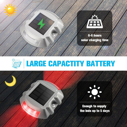 VOLISUN Christmas Solar Deck Lights Driveway Dock Lights, 4-Pack Led IP67 Waterproof Outdoor