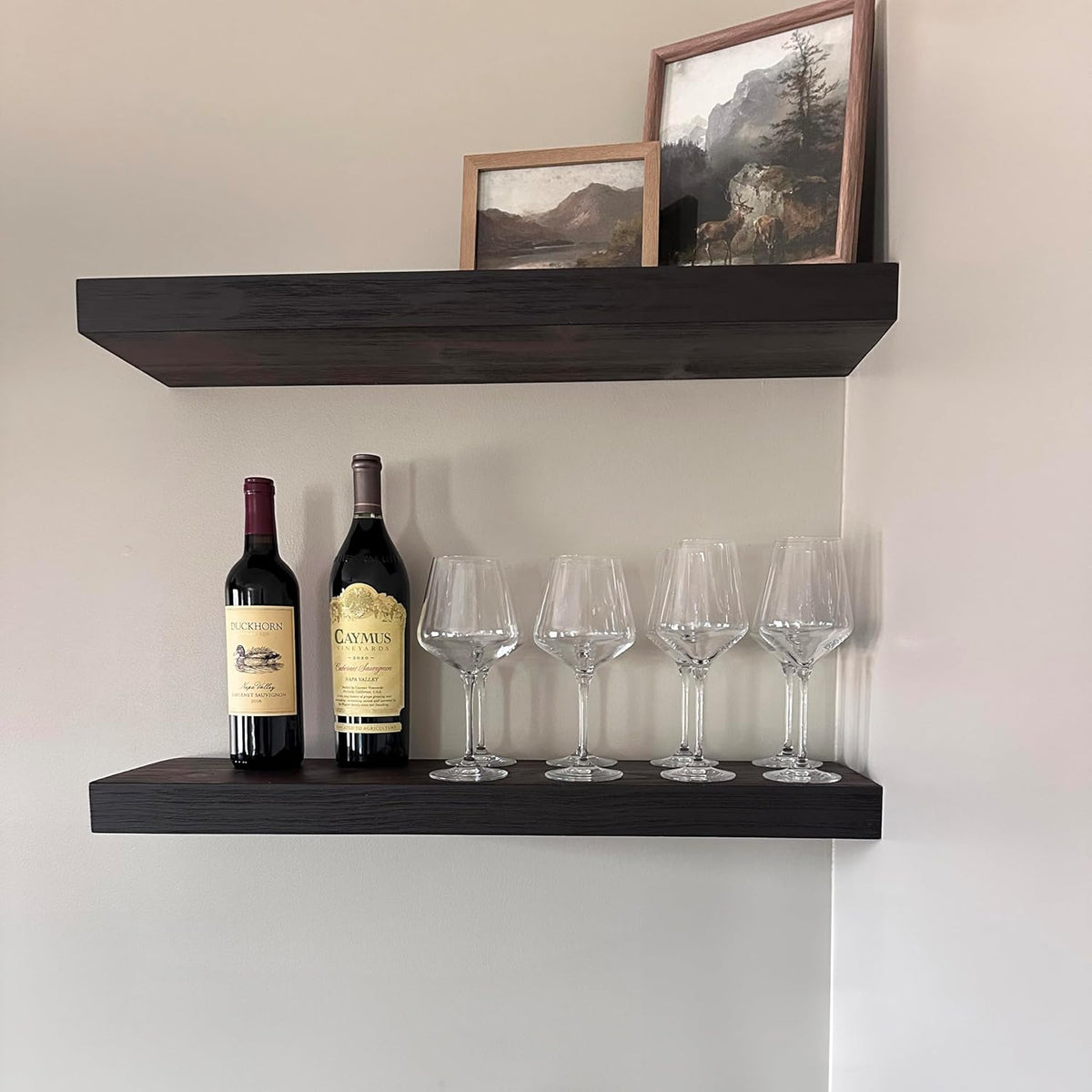 Joel's Antiques - 24 Inch Wooden Floating Shelves for Wall - Made of Natural Wood - Short Heavy