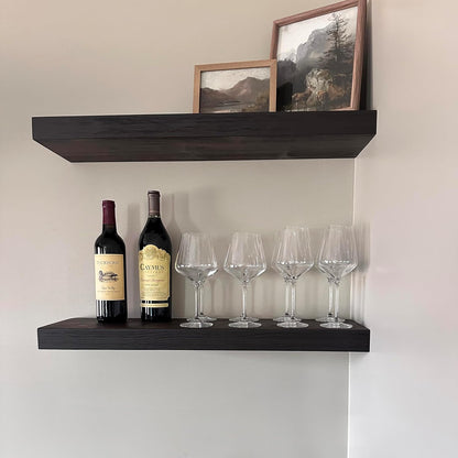 Joel's Antiques - 24 Inch Wooden Floating Shelves for Wall - Made of Natural Wood - Short Heavy