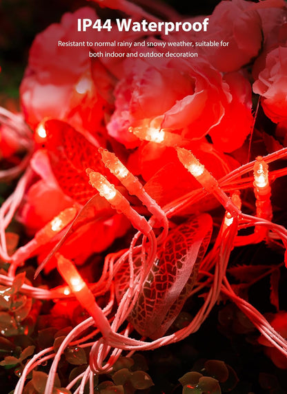 Red Christmas Mini Lights, 39Feet 100 LED Red String Lights with 8 Lighting Modes, Connectable