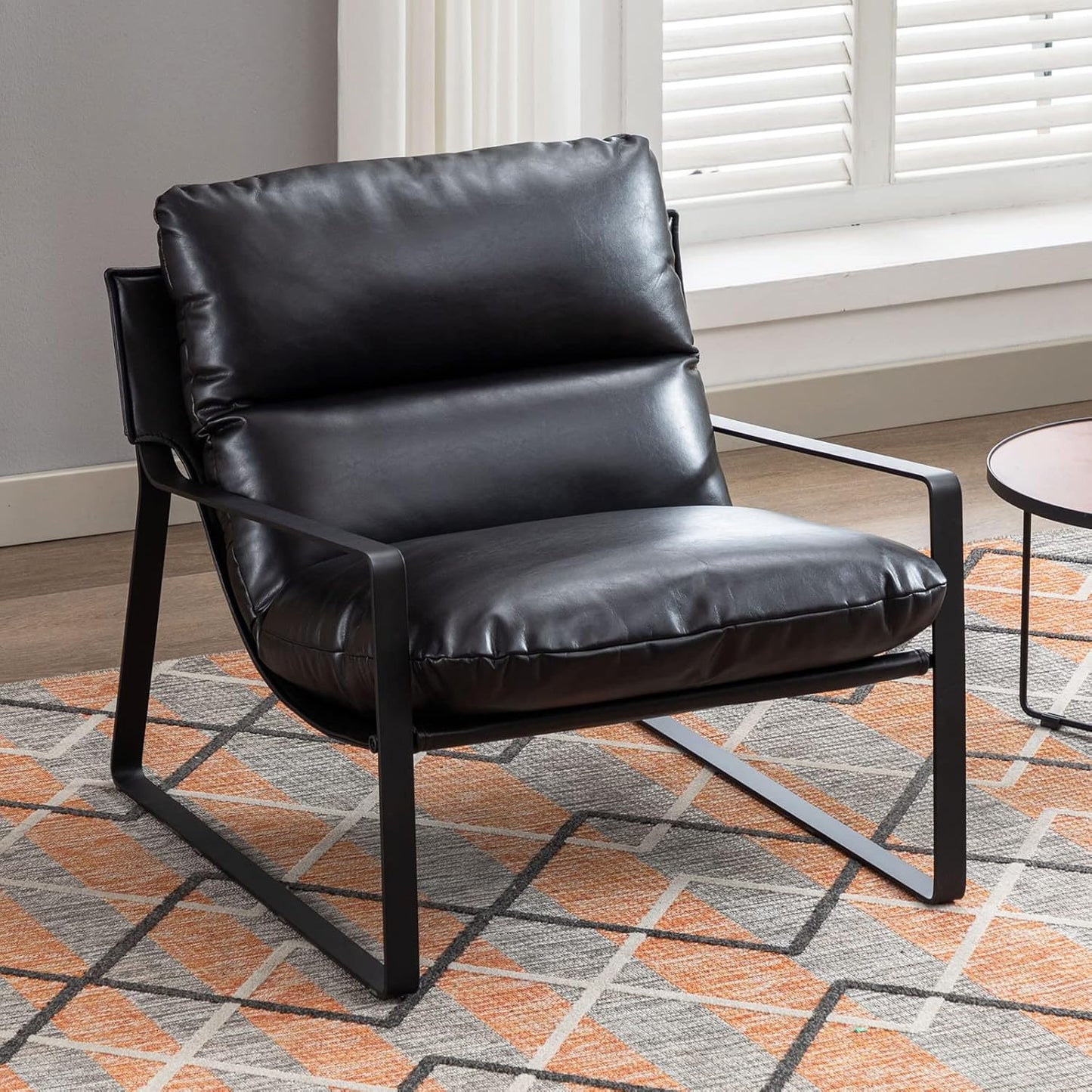 DUOMAY Mid-Century Accent Chair Armchair Set of 2, Comfy PU Leather Leisure Chair Lazy Chair with