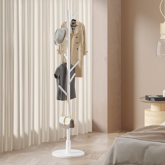 VECELO Coat Rack Freestanding, Entryway Hanger Stand, Umbrella Holder, Hall Tree With Hooks, Floor