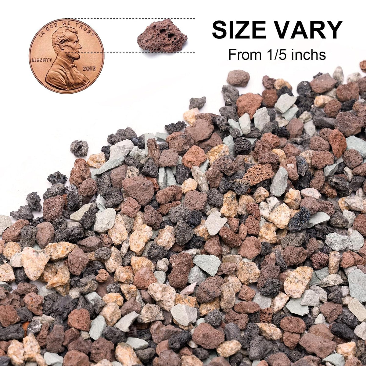 2.5lbs Small Rocks for Terrarium, Planters Drainage, 1/5 Inch Lava Rock for Bonsai Tree, Decorative