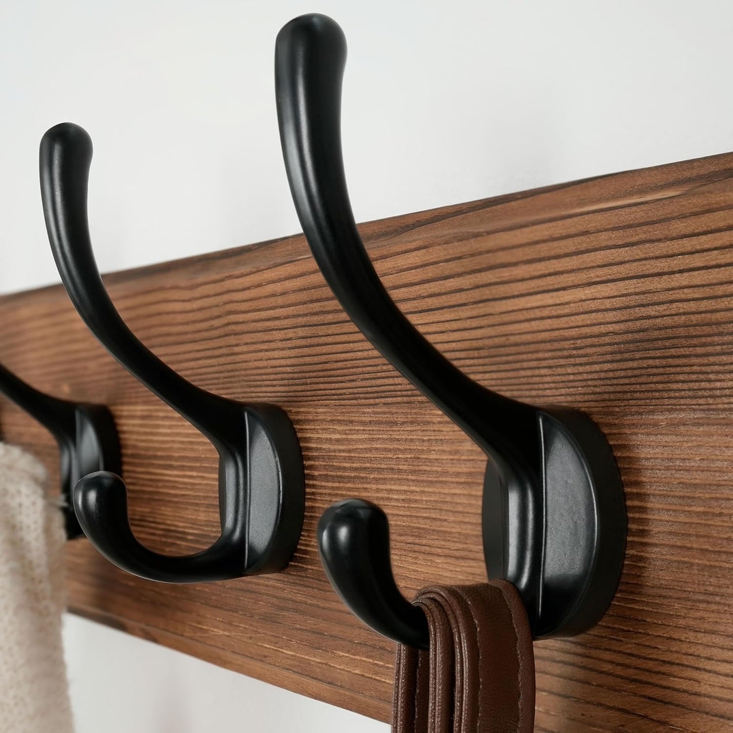 Dseap Wall Mounted Coat Rack: Patented, Heavy-Duty, 17.4" Long 5-Double-Hooks Wooden Hanger Rail