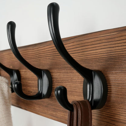 Dseap Wall Mounted Coat Rack: Patented, Heavy-Duty, 17.4" Long 5-Double-Hooks Wooden Hanger Rail