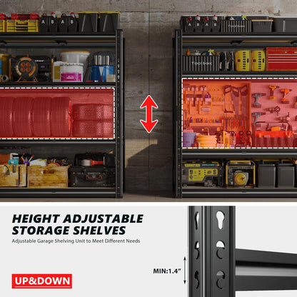 REIBII 48" W Garage Shelving Heavy Duty, 2000LBS Storage Shelves, 4 Tier Adjustable Metal Shelves