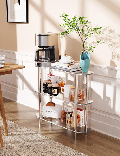 Clear Bookshelf, Acrylic Bookcase with Open Book Shelf Console Table for Entryway Office Living