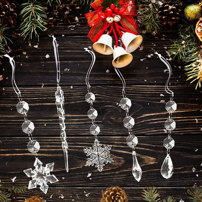 80pcs Christmas Tree Decoration Crystal Ornaments - Acrylic Christmas Snowflake Ornaments Icicle