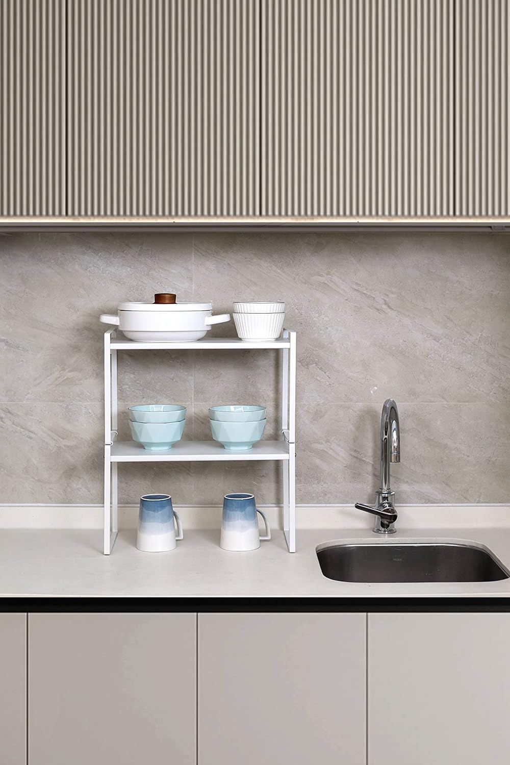 Nxconsu 2Pack Cabinet Shelves Stackable Shelf Organizer Rack Riser for Kitchen Cabinet Pantry