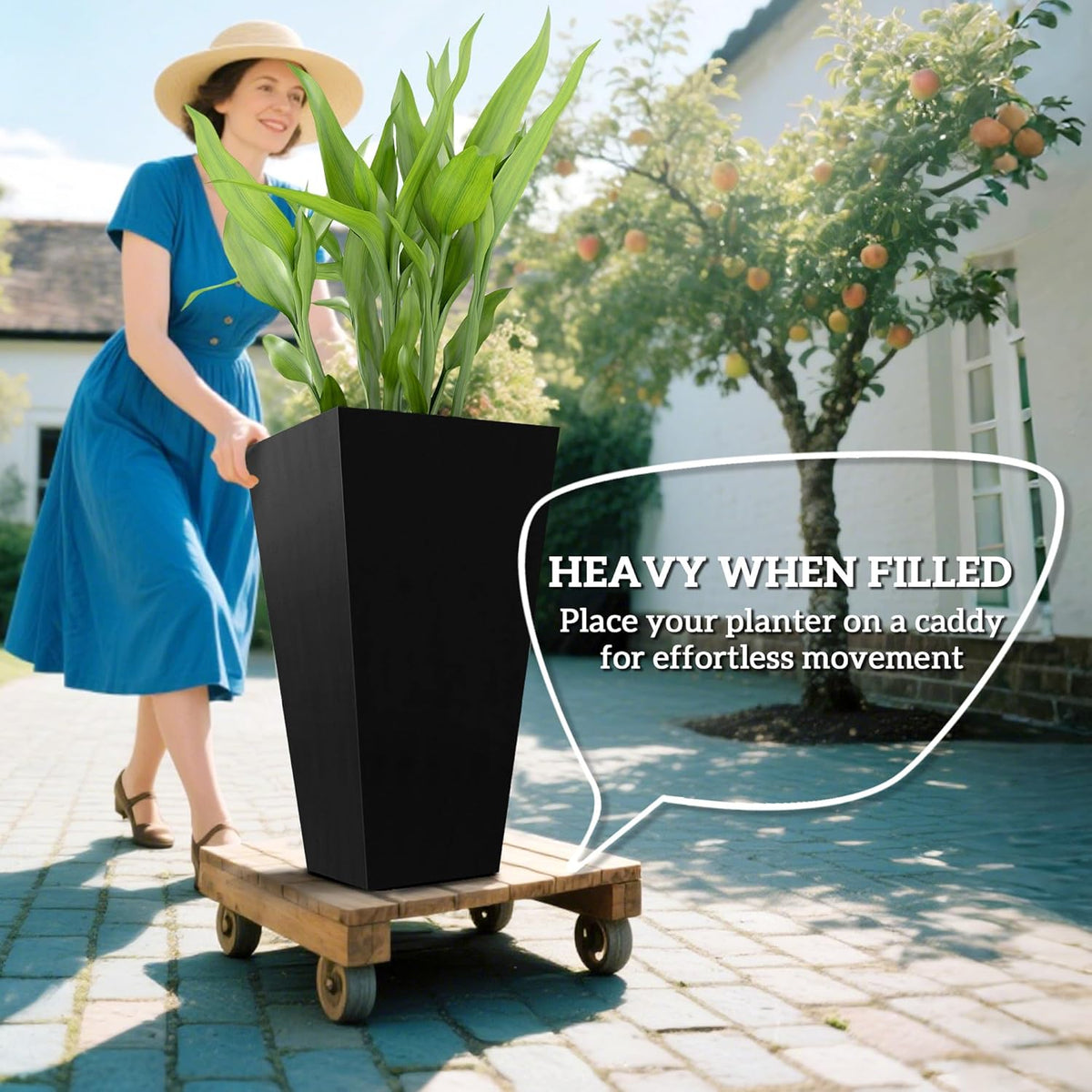 Outsunny Tall Planters for Outdoor Plants Set of 3, 28 in Taper Planters with Drainage Holes