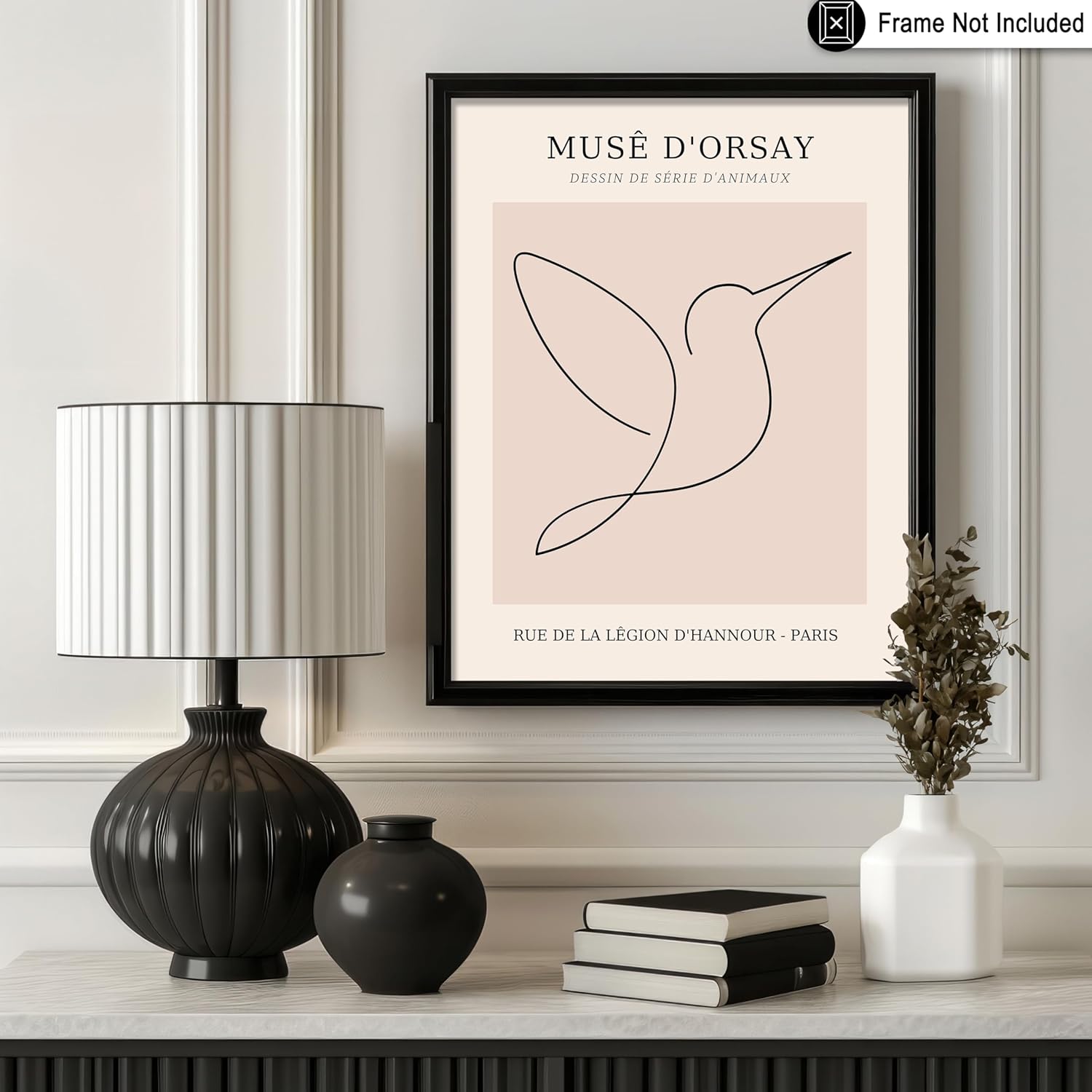 Poster Master Vintage Poster - Retro One Line Hummingbird Drawing Print - Bird Line Art - Minimal