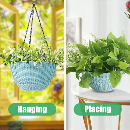 Hanging Planters for Indoor Plants 8/10 Inch, 4 Packs Plant Hanger Outdoor with Drainage Holes