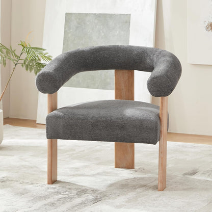 VKNOW Accent Chair Living Room Chair, Modern Upholstered Armchair with Solid Wood Legs, Comfy