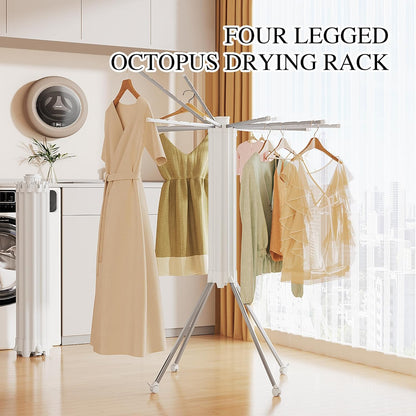 JOOM 4 Legs Single Layer Clothes Drying Rack, Garment Rack Portable and Foldable Space Saving