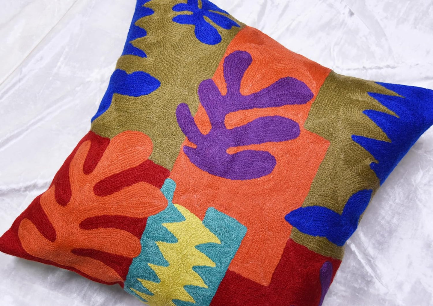 Matisse Decorative Pillow Cover Cutouts Hand Embroidered Abstract Toss Pillows Farmhouse Chair