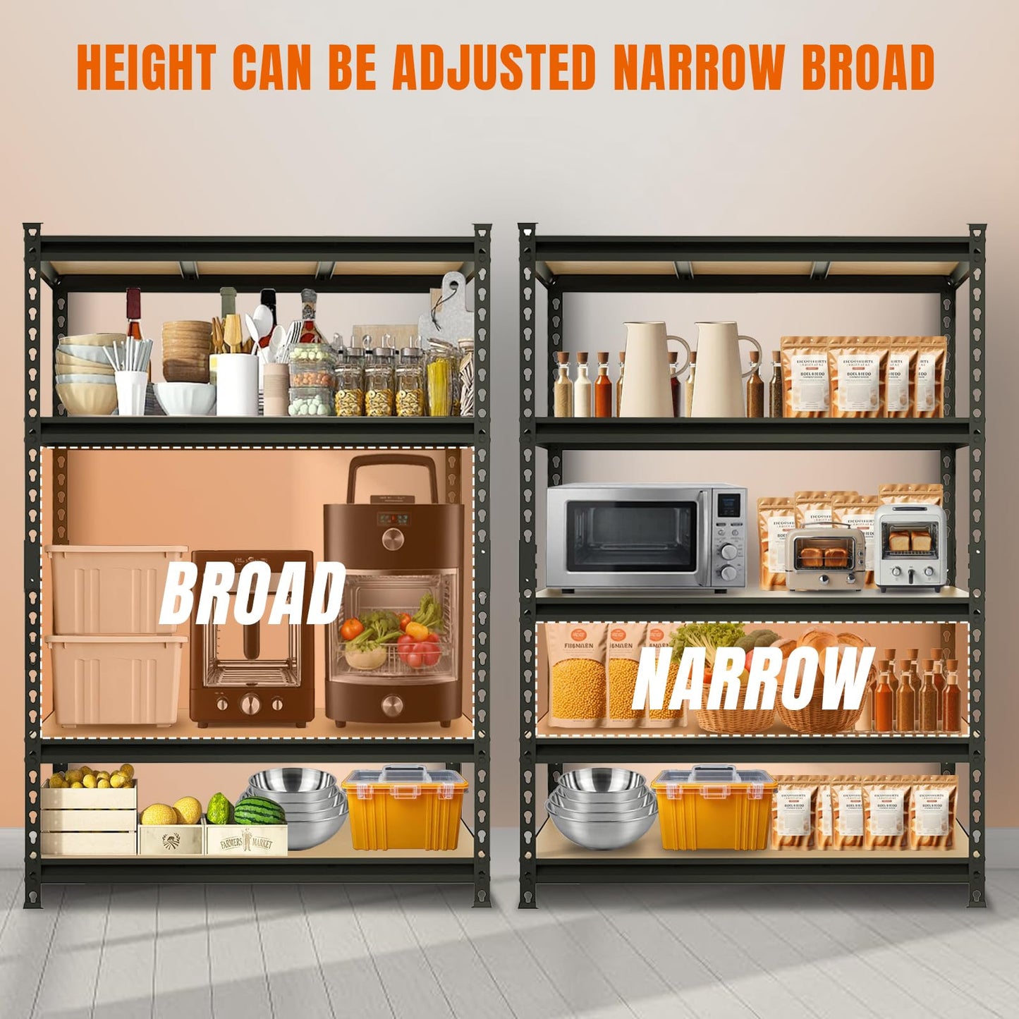 Big RED Storage Shelving Unit, 5-Tier Adjustable, Heavy Duty Metal Garage Shelves/Utility Rack for