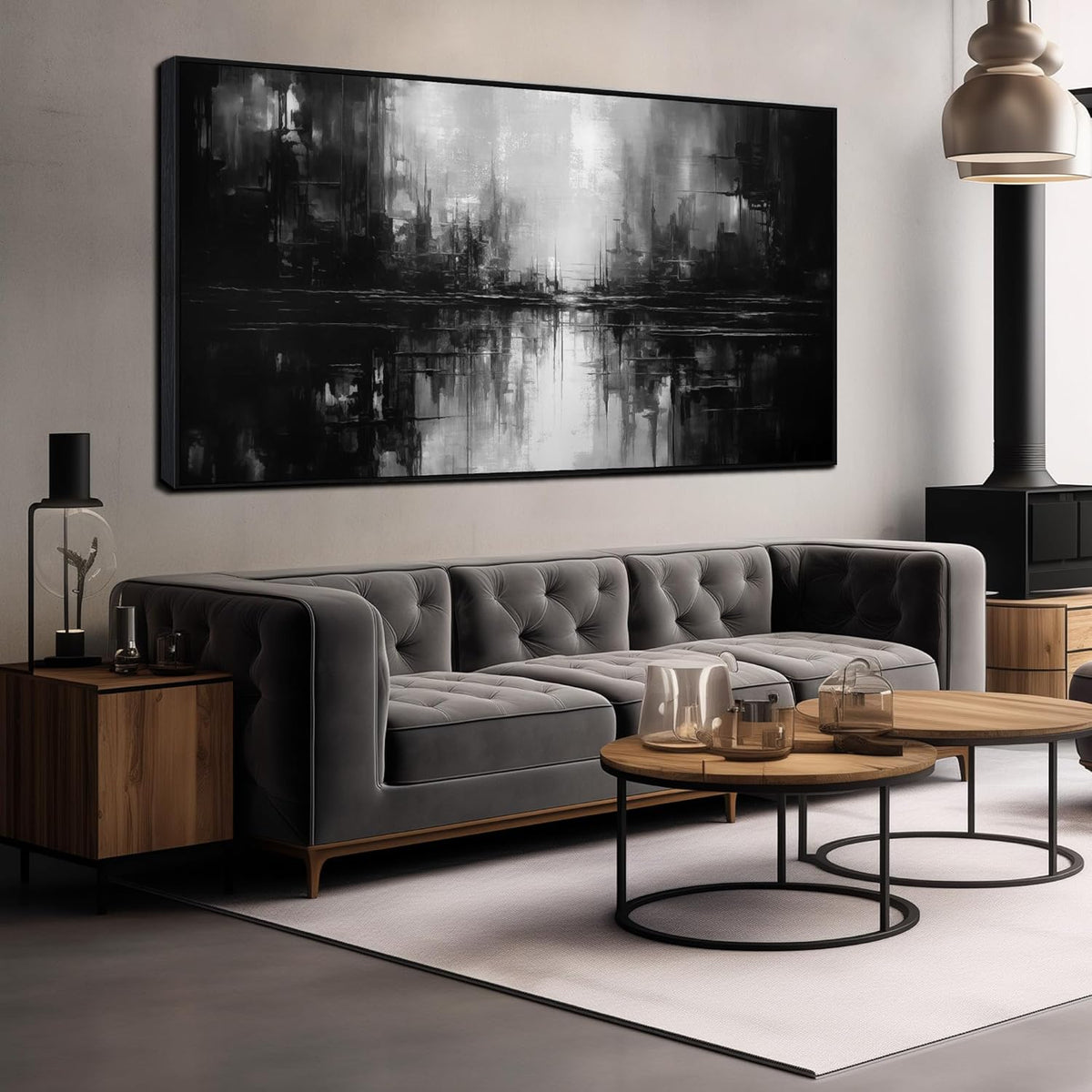 Abstract Painting Canvas Wall Art Living Room Black Wall Decor for Bedrom Home Office Decor Large
