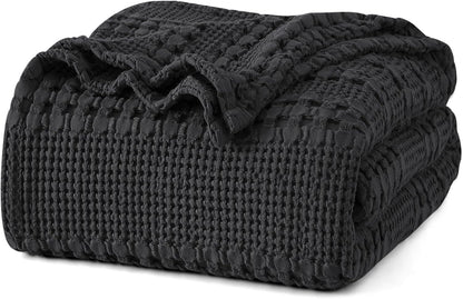 PHF 100% Cotton Waffle Weave Blanket King Size, Soft Lightweight Breathable Cozy Summer Blankets