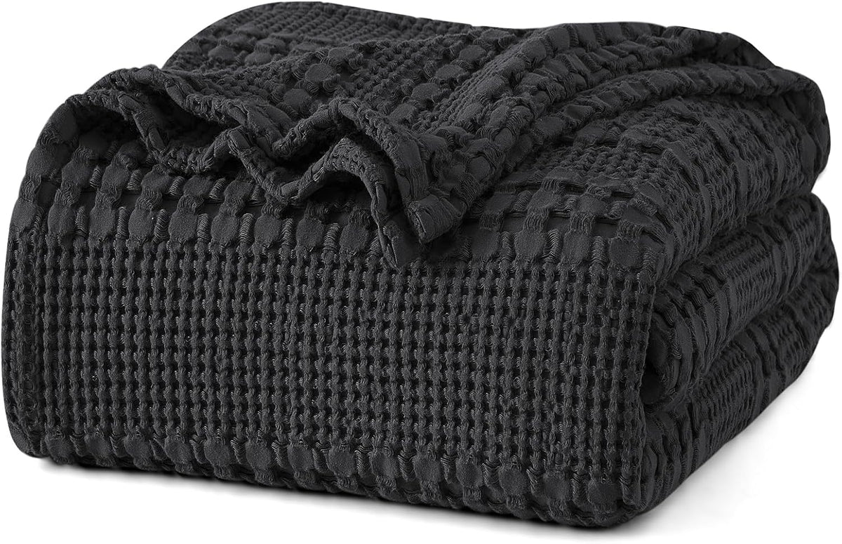 PHF 100% Cotton Waffle Weave Blanket Twin Size, Soft Lightweight Breathable Cozy Summer Blankets