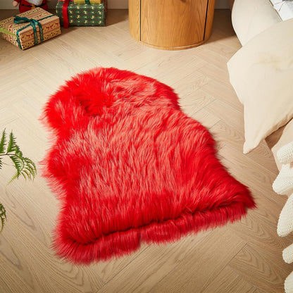 AMTOVO Faux Fur Rug, Red Small Area Rug, Fluffy Sheepskin Rug, Fuzzy Ultra Soft 2 x 3 ft Shag Rugs