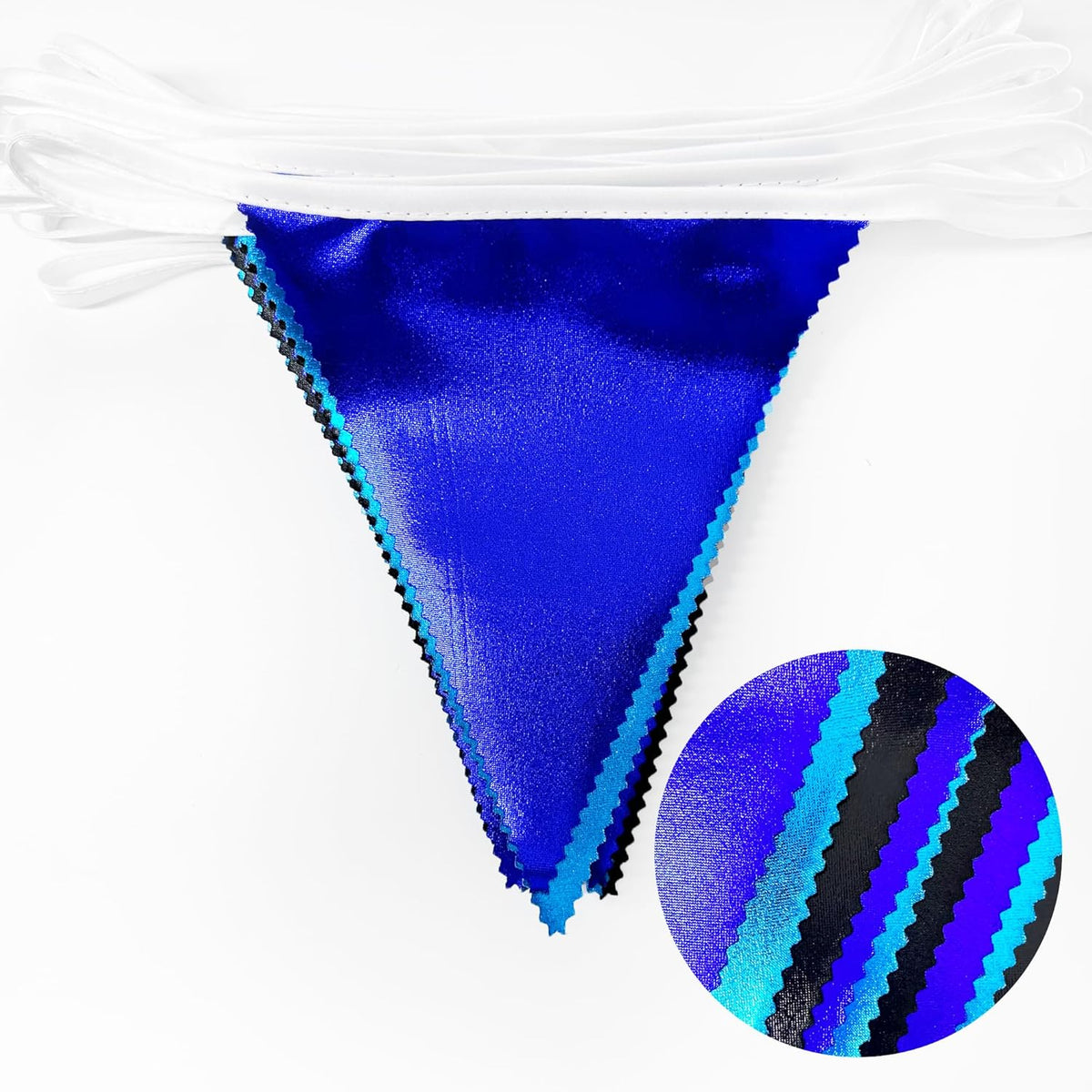 Black Blue Party Decorations Metallic Fabric Triangle Pennant Banner Flag Bunting Garland for Video