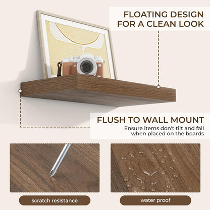 RICHFOCUS 16Inch Floating Shelves for Wall 2 Pack Shelves for Bedroom|Kitchen|Bathroom Wall Mounted
