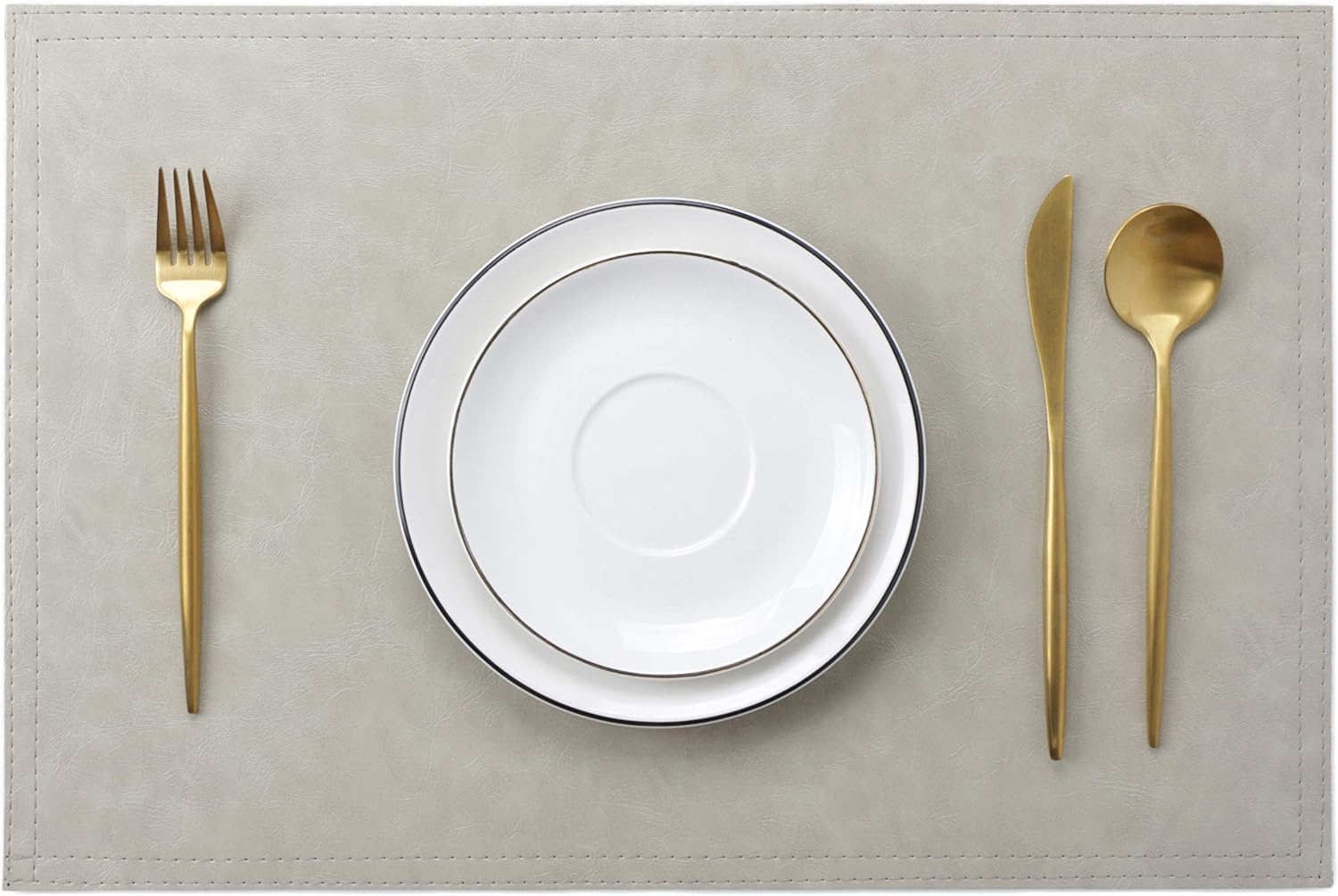 Waterproof PU Placemats,Set of 8, Faux Leather Dining Table Mat, Easy to Wipe Off Scrub Vinyl Mat