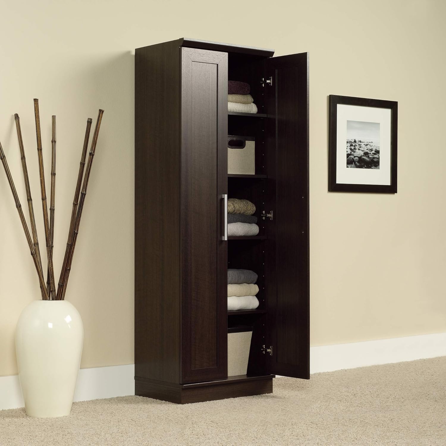 Sauder HomePlus Kitchen Pantry Storage Cabinet with Adjustable Shelves, Laundry Bathroom, L: 23.31"