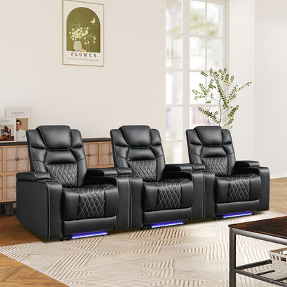 ANJ Power Home Theater Recliner Chair Set of 3, Electric Movie Theater Seating Reclining Chairs