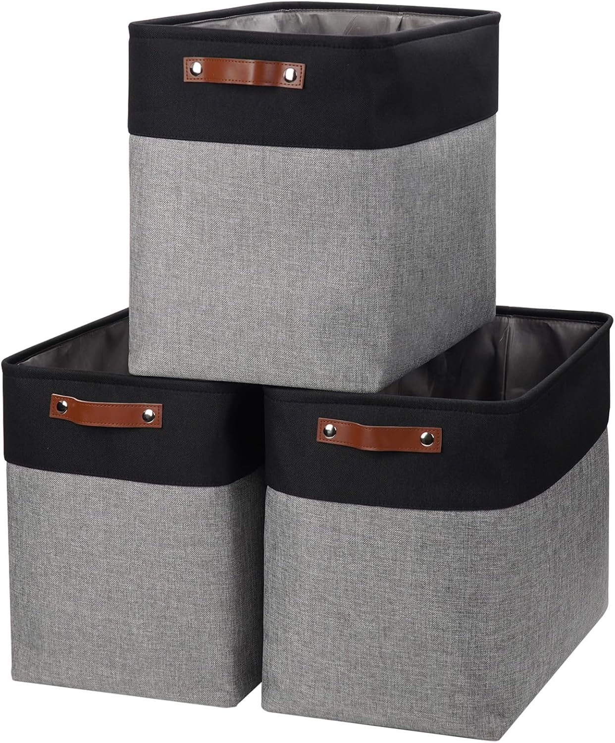 Large Fabric Storage Baskets | 50L Storage Bins, Decorative Linen Closet Baskets with Handles for