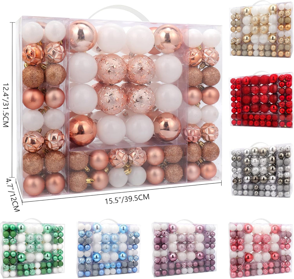 87ct Christmas Ball Ornaments Set Shatterproof Seasonal Hanging Decorations with Reusable Hand-held