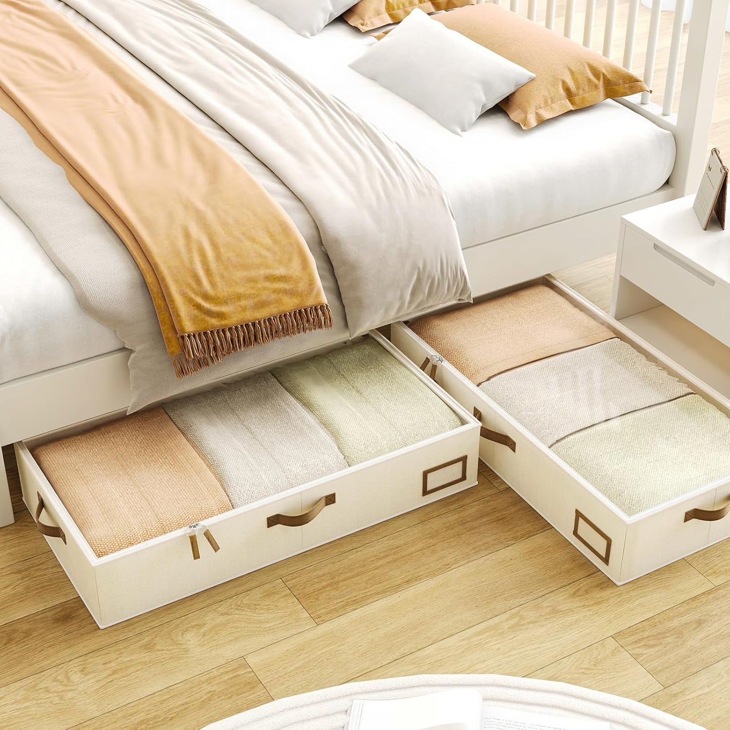 Under Bed Storage Containers, 2-Pack Underbed Storage Box, Collapsible Clothes Storage Bins with