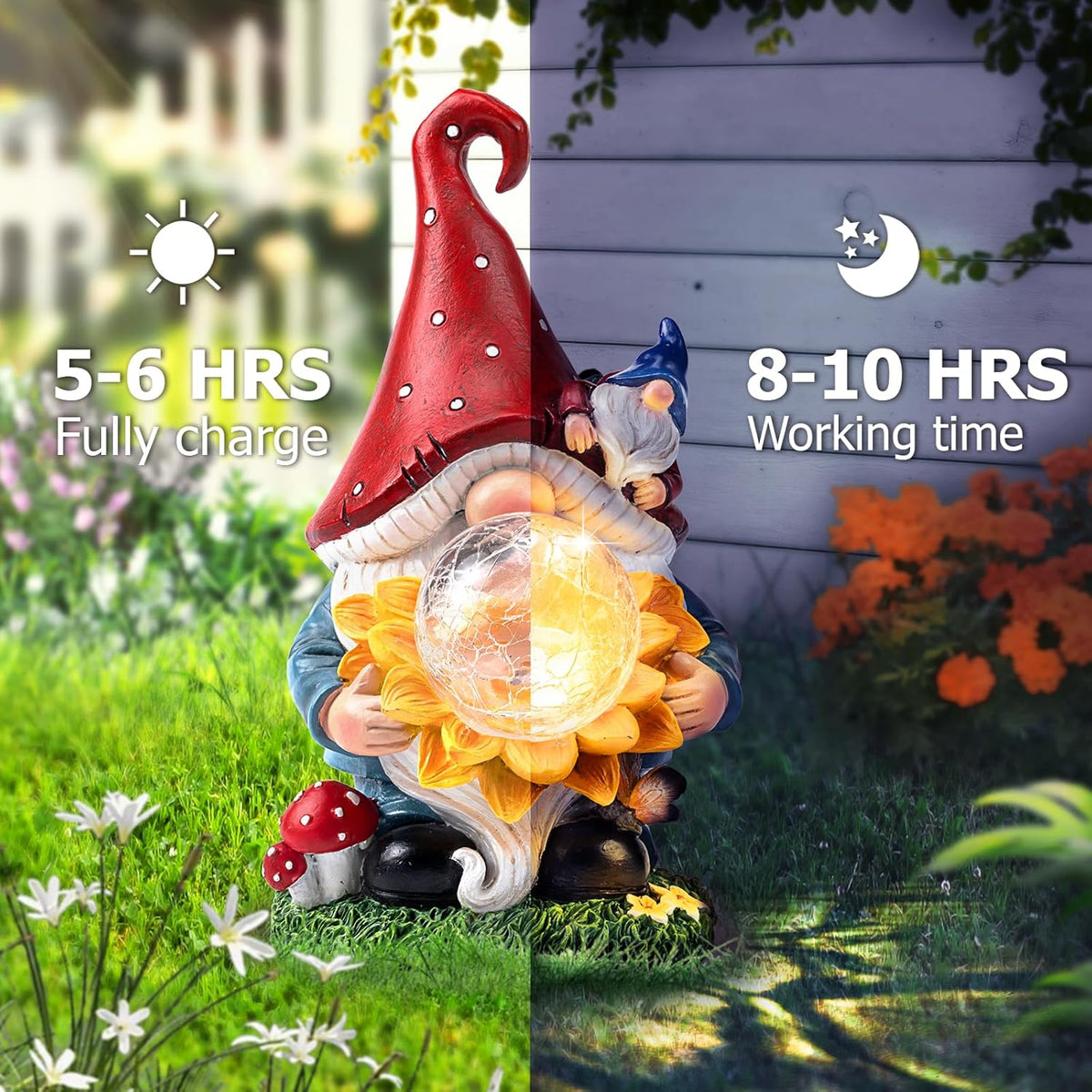 Solar Gnomes Garden Decor Outdoor Statues, Gnomes Gardening Gifts for Women Mom, Gnomes Decorations