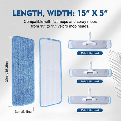 3 Pack Microfiber Mop Pads, Mop Replacement Pads Refills Floor Spray Mop Pads Wet Moping Pads