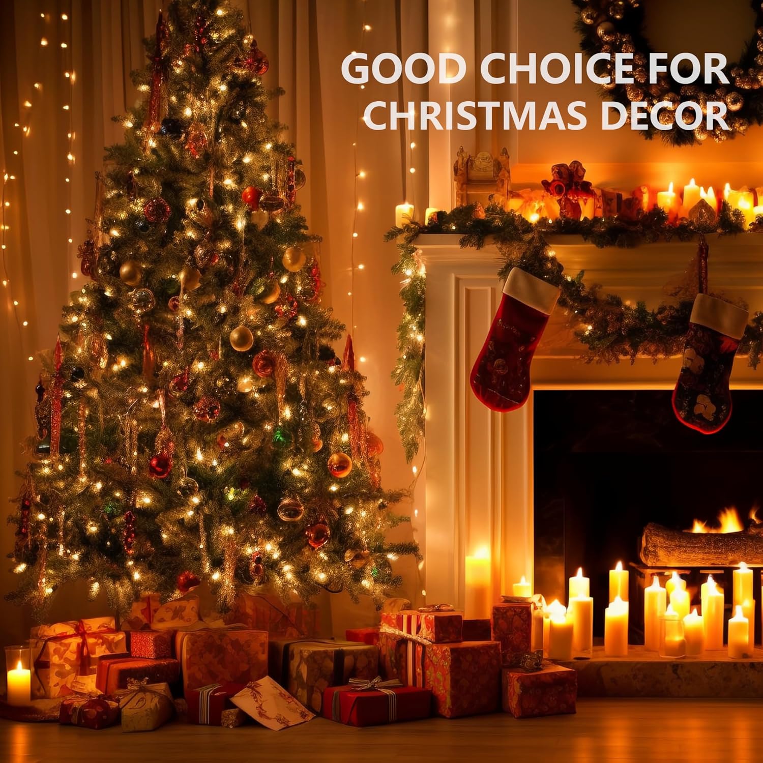 Dazzle Bright 164 FT 500 LED Christmas String Lights, Waterproof Green Wire String Lights with 8