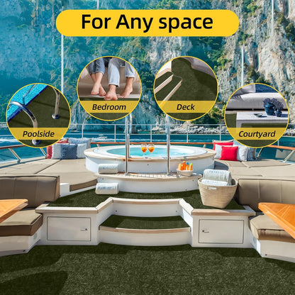 Marine Carpet,5 FT x 20 FT Olive Green Indoor Outdoor Carpet 0.2" Thick with Water-Proof TPE