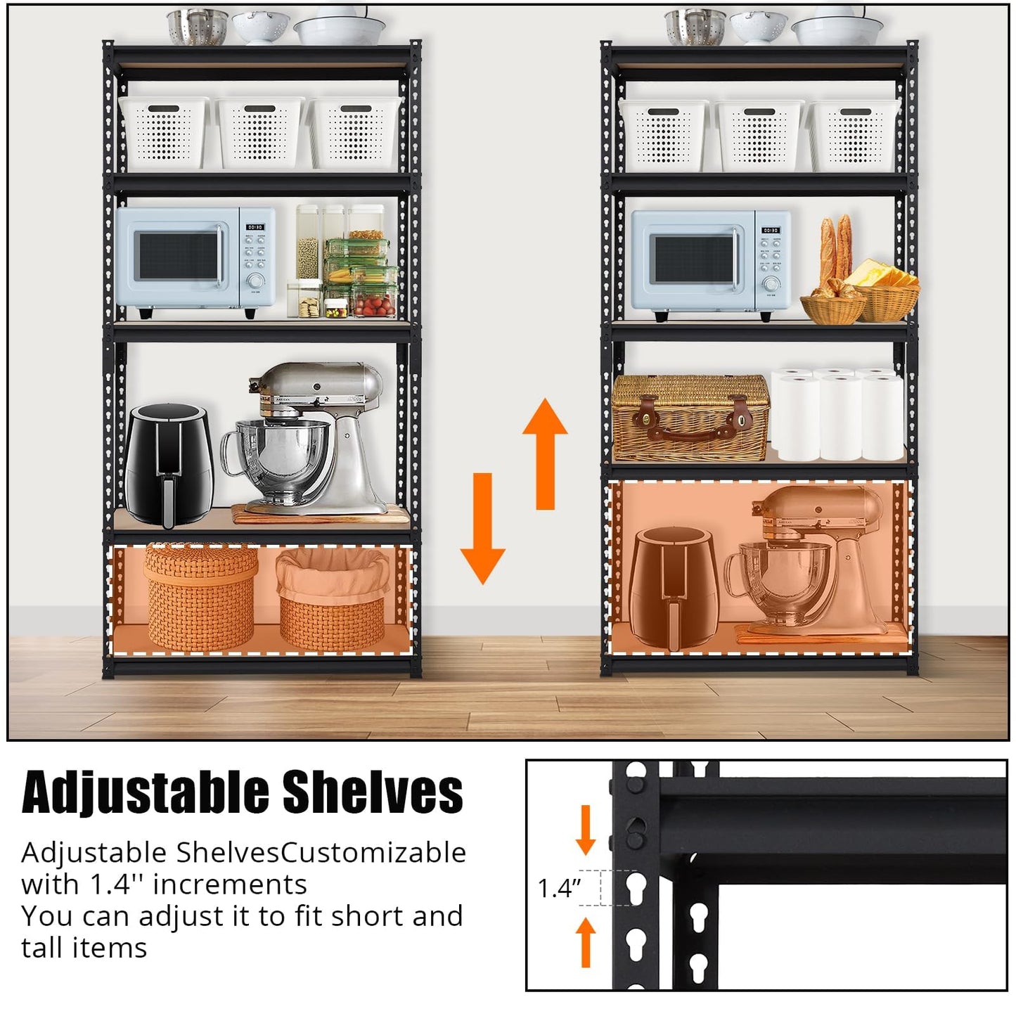 Towallmark Garage Shelving, 48 x18 x 72 Storage Shelves, Heavy Duty Storage Shelving, Durable