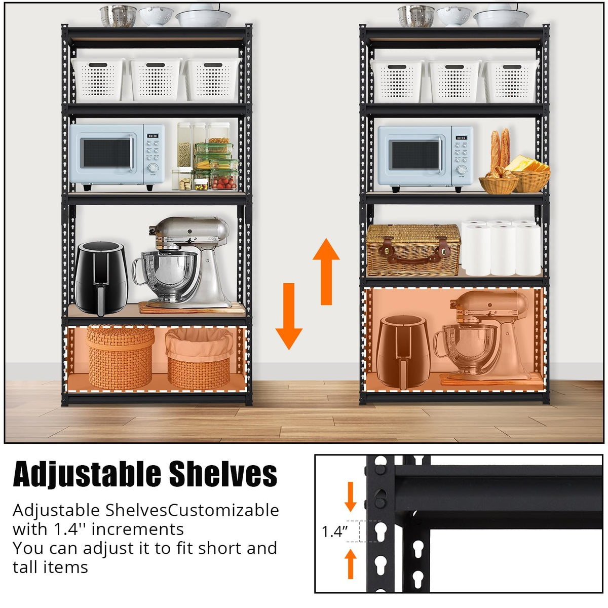 Towallmark Garage Shelving, 48 x18 x 72 Storage Shelves, Heavy Duty Storage Shelving, Durable