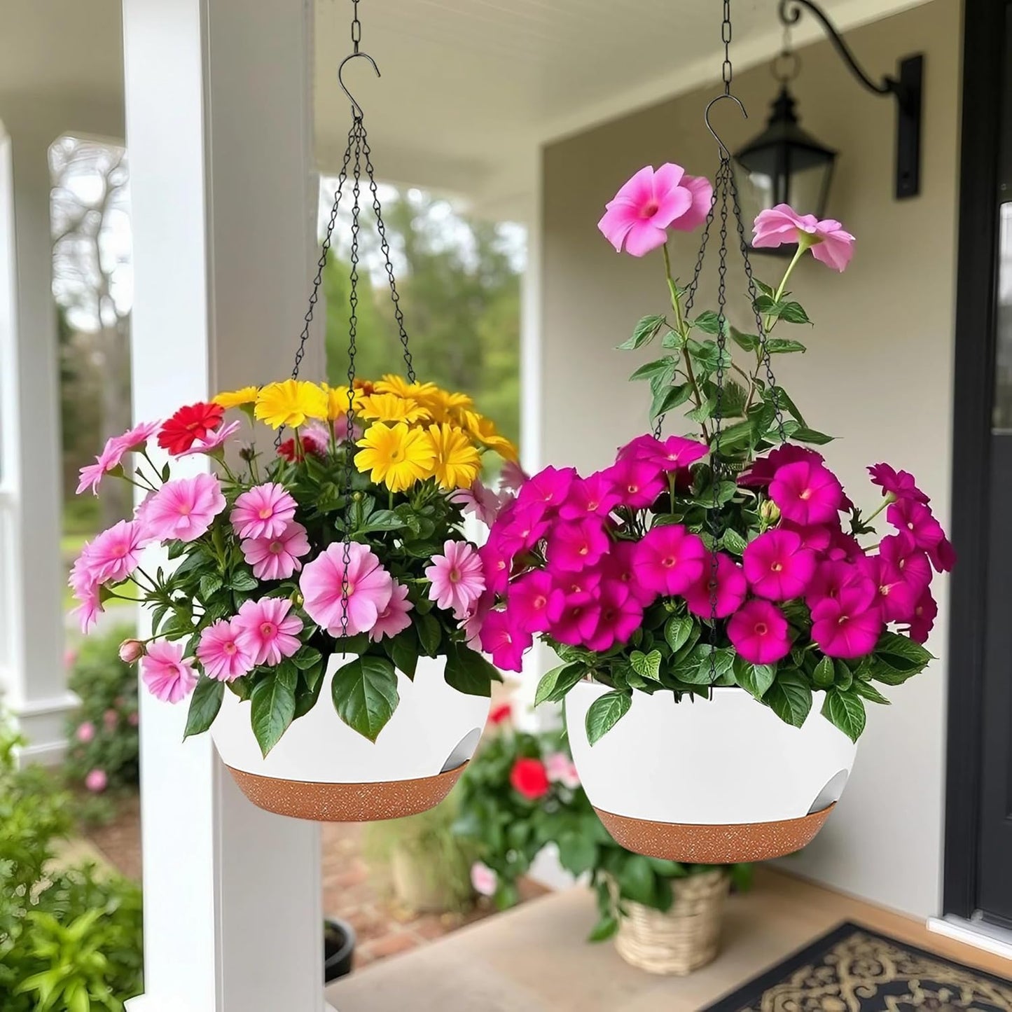 2 Pack Hanging Planters for Indoor Outdoor Plants, 12 Inch Self Watering Hanging Pot with Drainage