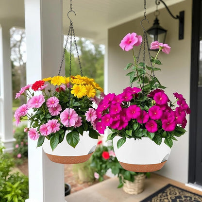 2 Pack Hanging Planters for Indoor Outdoor Plants, 12 Inch Self Watering Hanging Pot with Drainage