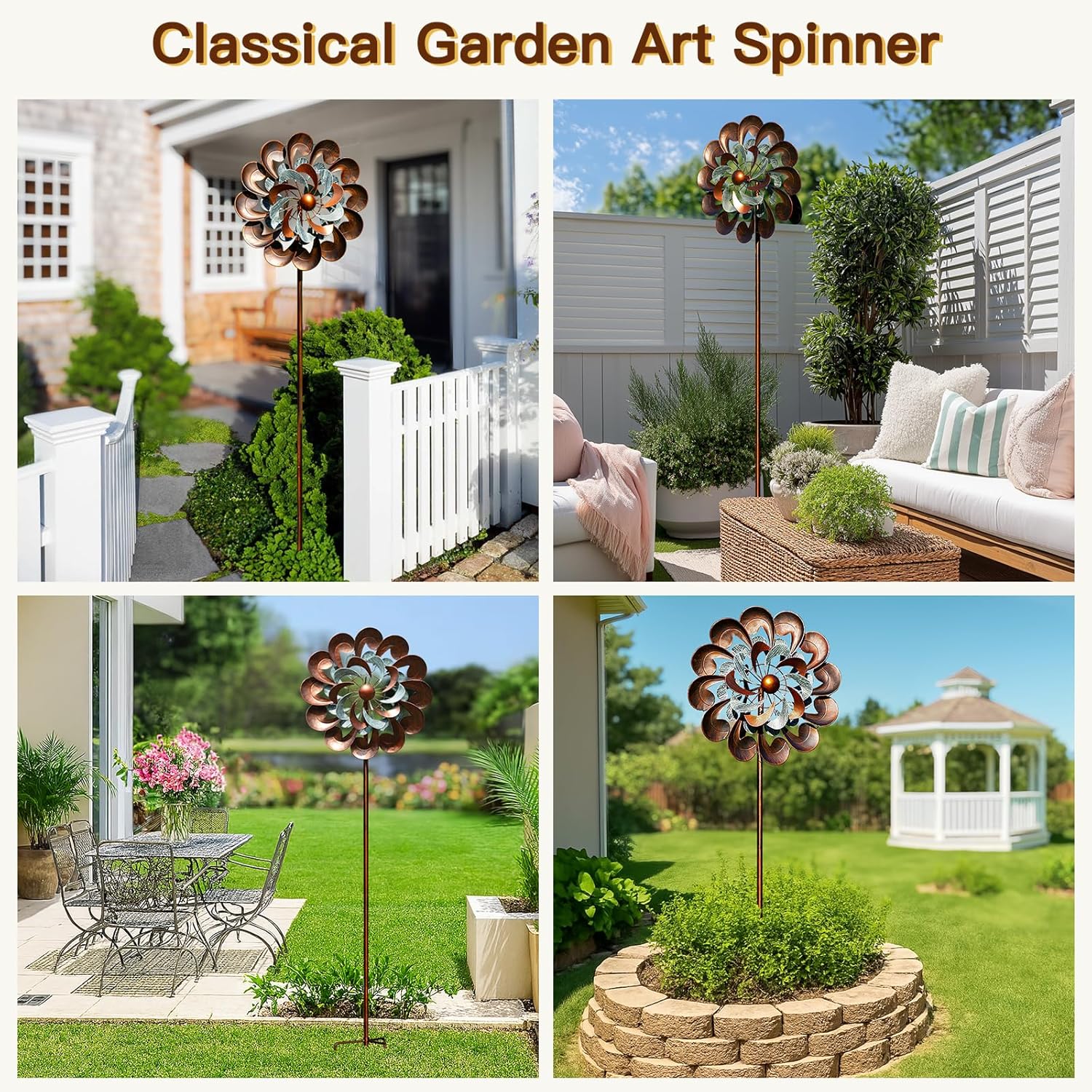 Wind Spinner Outdoor Garden Decor, Wind Spinners for Yard and Garden, 84 inch Copper Wind