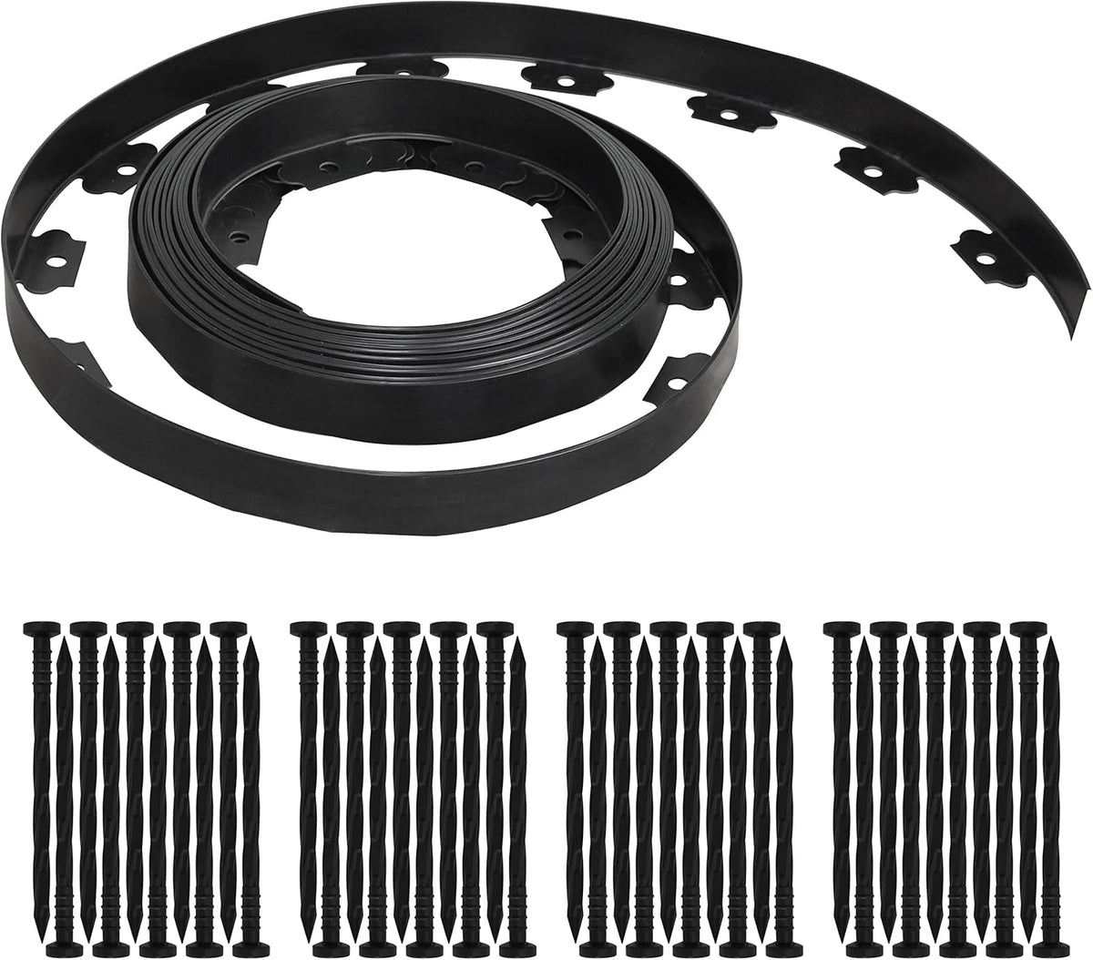 Gardzen 1.5" x 33' Landscape Edging Kit, Garden Edging Coil Comes with 40 Pcs Spikes, No Dig Lawn